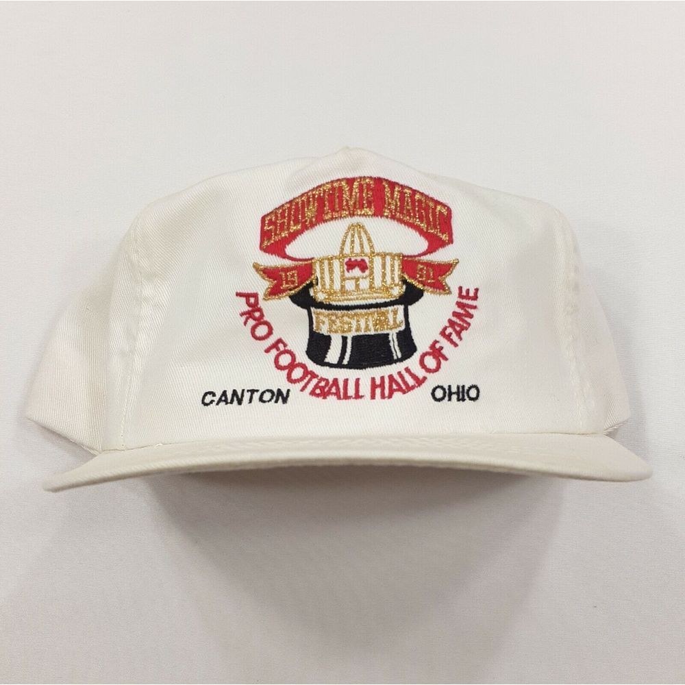 Vintage 90s beige Showtime magic festival pro football hall of fame snapback hat